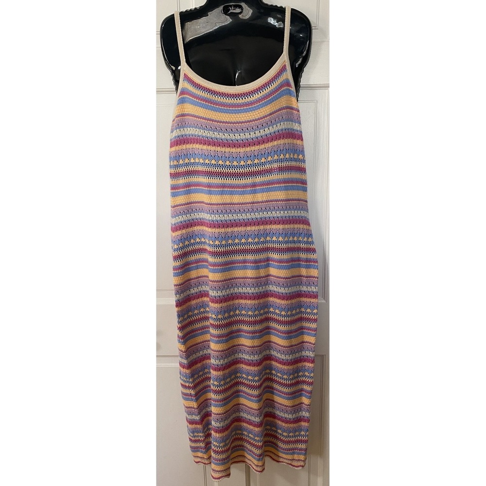 No Boundaries Womens XL Pointelle Crochet Dress Acrylic Body Con Multi Long Soft